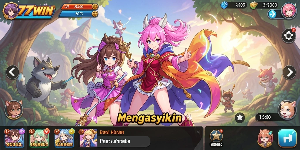 Tampilan gameplay seru 777WIN dengan karakter anime favorit.