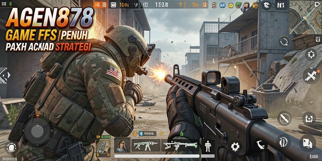 Screenshot AGEN878 menampilkan aksi seru dalam pertempuran FPS.