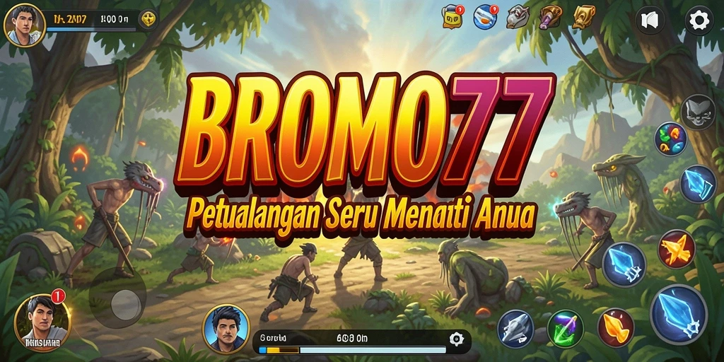 Tangkapan layar menunjukkan momen mendebarkan dalam gameplay BROMO77.