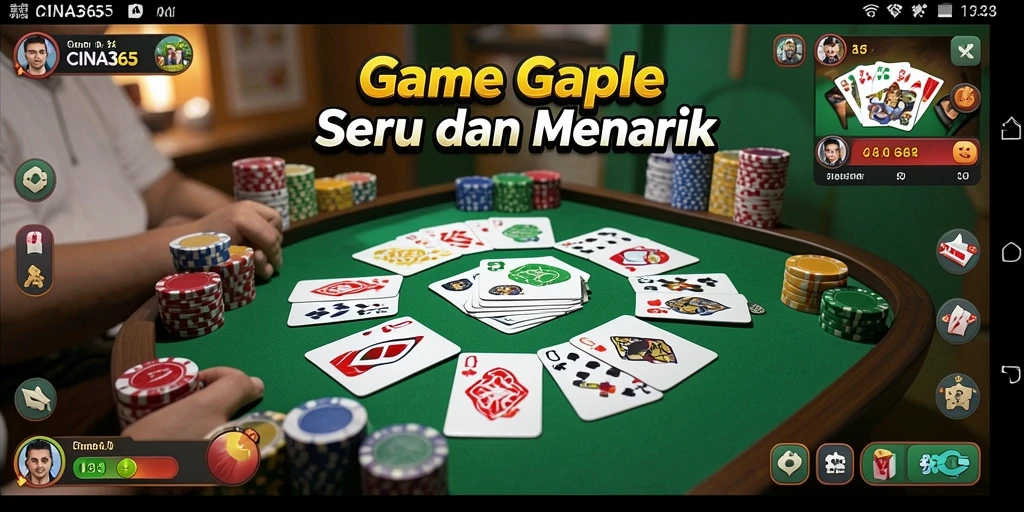 Tampilan screenshot utama CINA365 yang menarik menunjukkan gameplay Gaple yang seru.