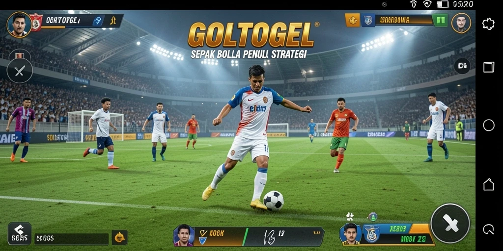 Tangkapan layar menampilkan aksi seru dalam permainan Football GOLTOGEL.