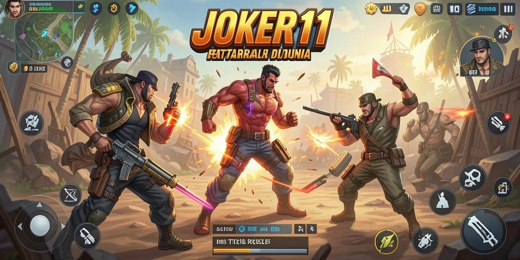 Screenshot gameplay JOKER11 menampilkan momen seru dalam pertarungan Battle Royale.