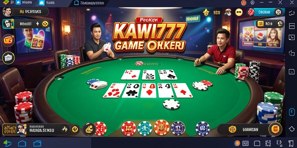 Tampilan gameplay KAWI777 yang menegangkan di meja poker.
