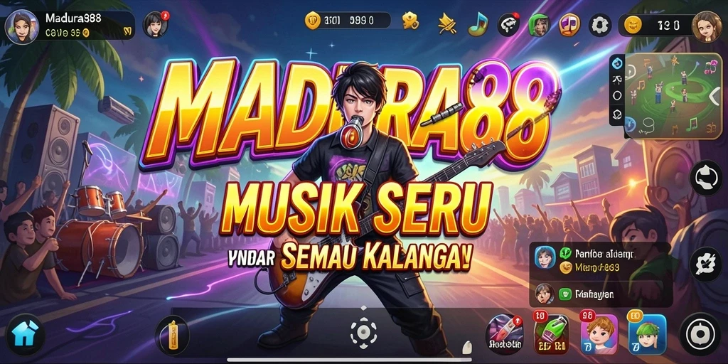 Screenshot gameplay MADURA88 yang menampilkan interaksi musik yang seru.