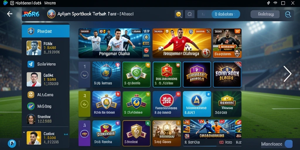 Tampilan menarik aplikasi R6R6 dengan fitur Sportsbook.