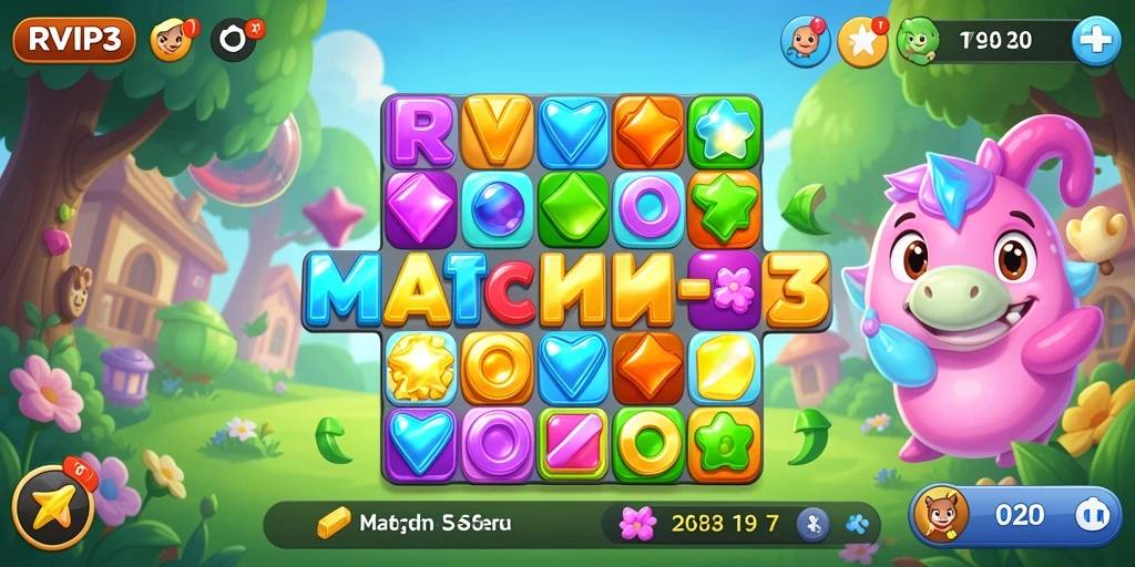 Tampilan visual gameplay menarik dari RVIP3 dengan elemen Match-3.